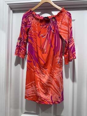 Trina Turk Off-The-Shoulder Floral Bell Sleeve Mini Dress